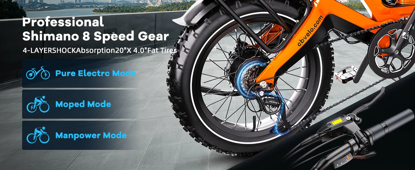 CYBERVELO EK6 Peak Folding Electric Bike 2000W 35MPH 100 Miles