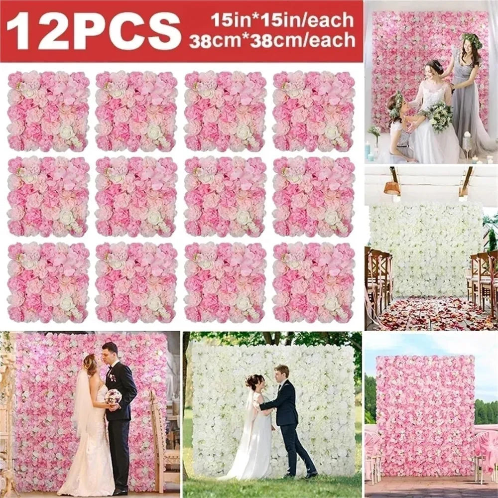 Zhejiang 12Pcs Artificial Roses Wall Panel 3D Backdrop