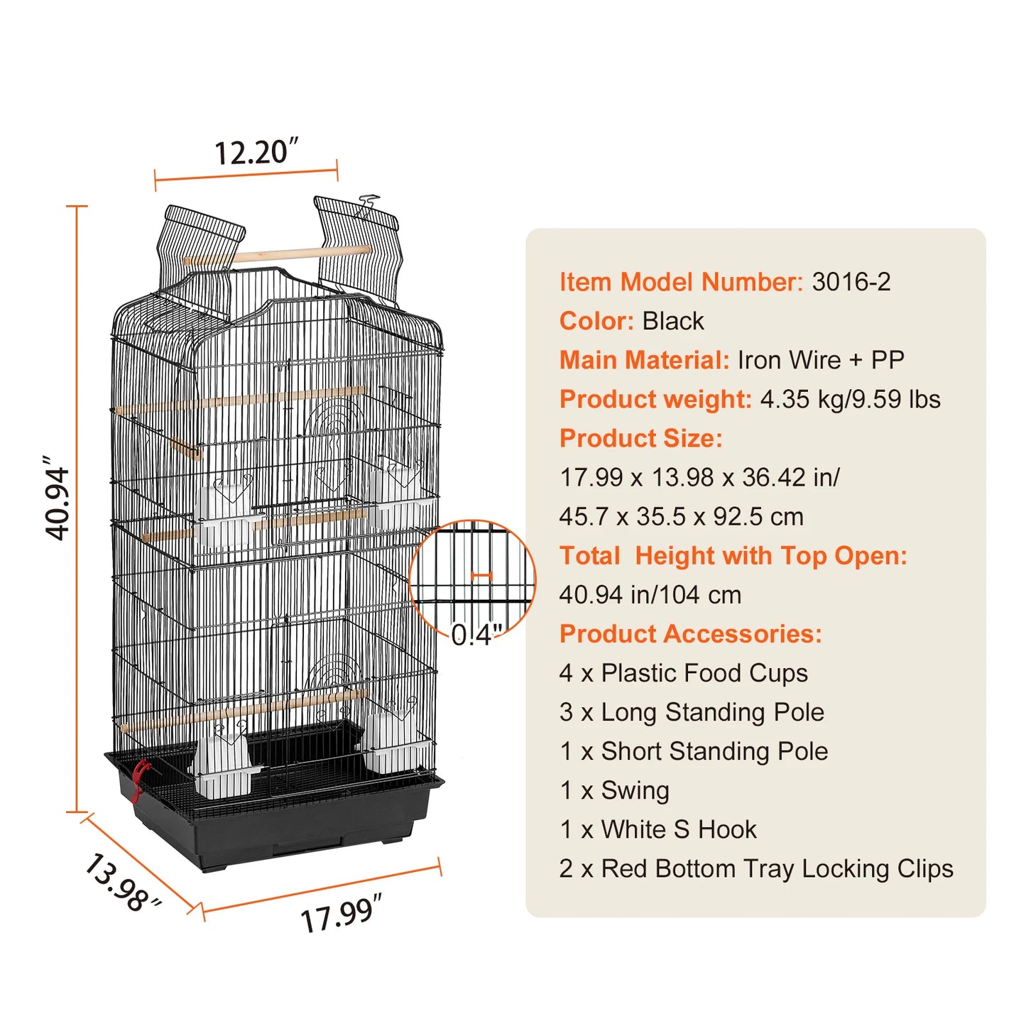 SucceBuy Open Top Parrot Bird Cage For Travel And Flight