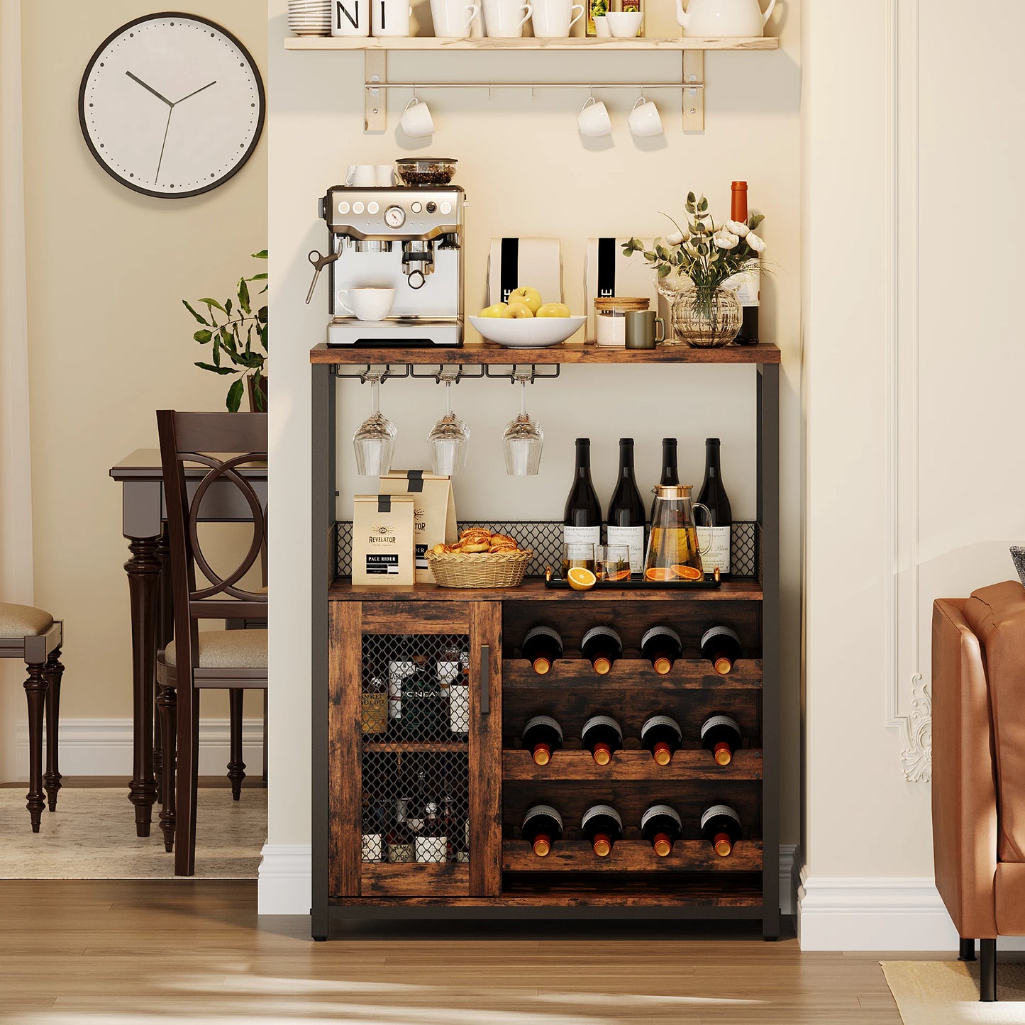 Hign-concerned Wine Bar Cabinet With LED Lights Removable Storage