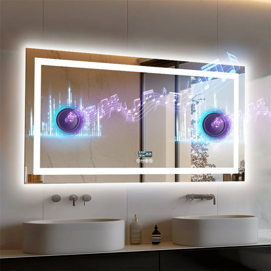 BORWART Smart LED Vanity Mirror With Bluetooth Display