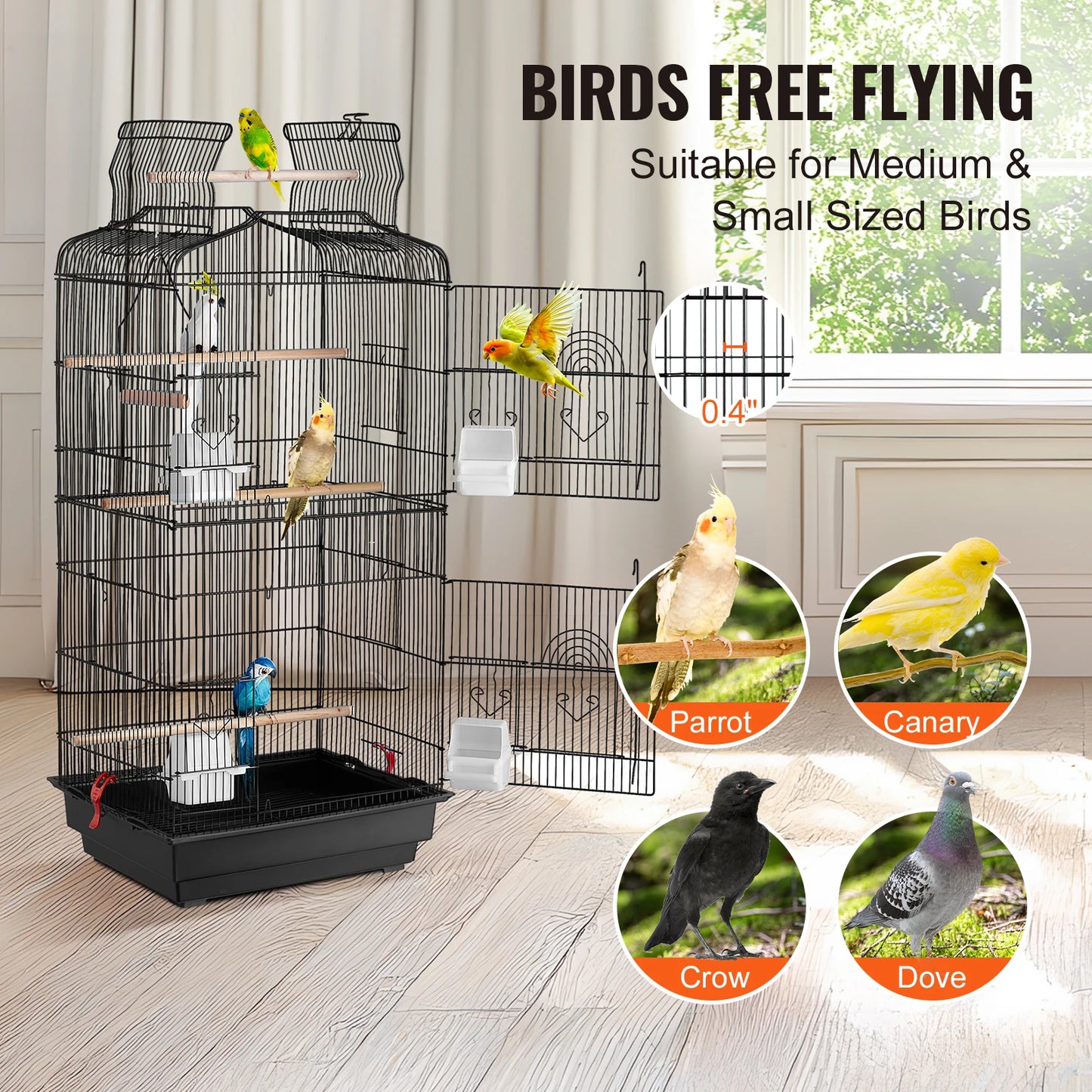 SucceBuy Open Top Parrot Bird Cage For Travel And Flight