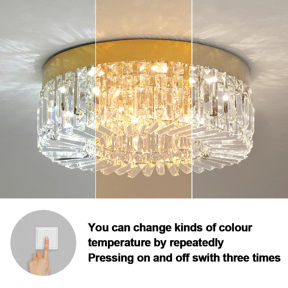 Crystal Ceiling Lamp Living Room Gold Luxury Modern Chandeliers Decoration Led Ceiling Lights Lighting Fixture Diameter 40 50cm