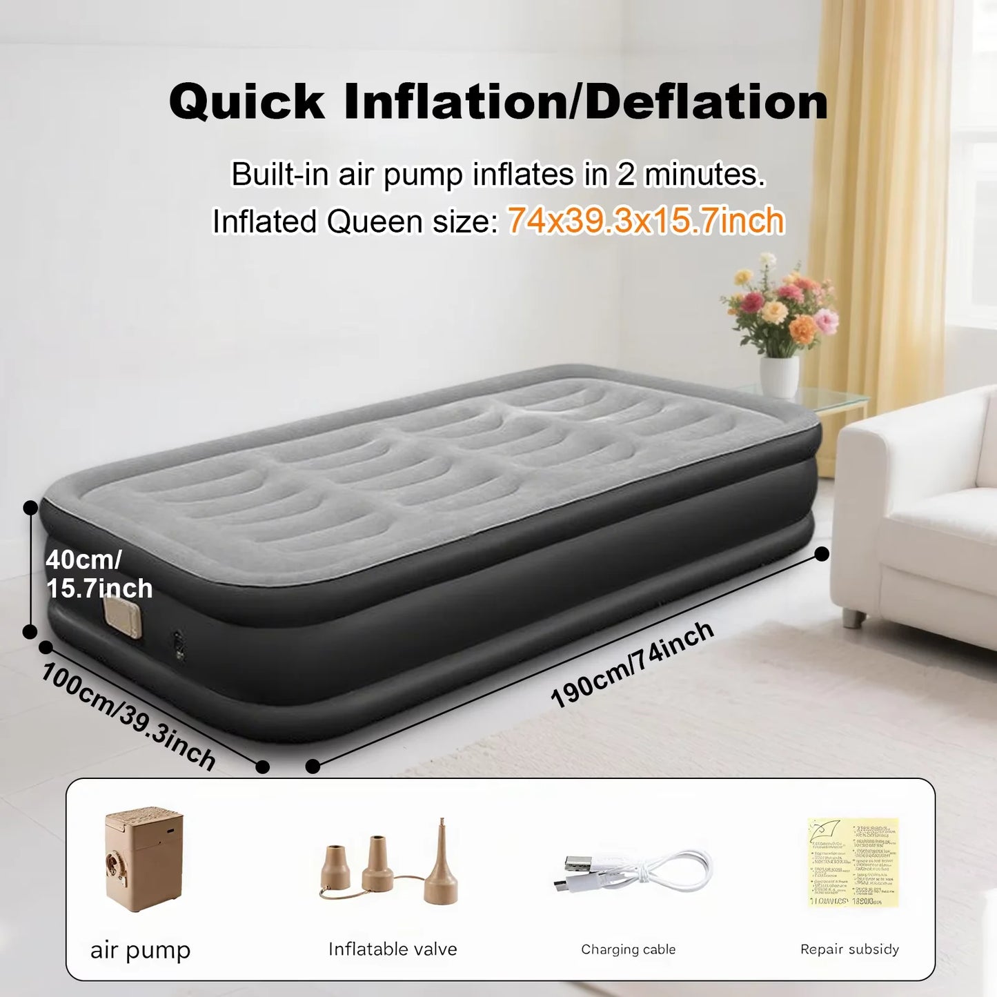 General Inflatable Mattress With Built-In Pump For Outdoor Camping