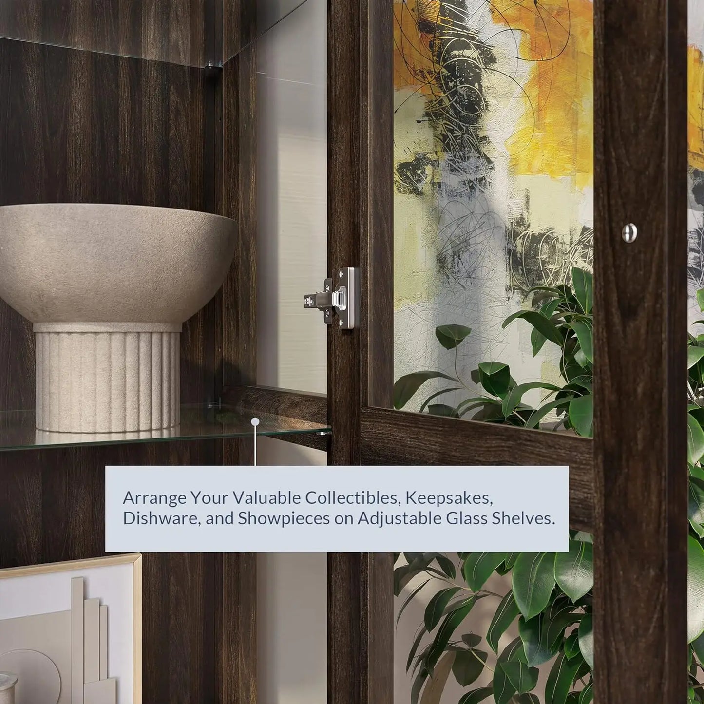 XMSJ Avalon Curio Cabinet With Tempered Glass Doors