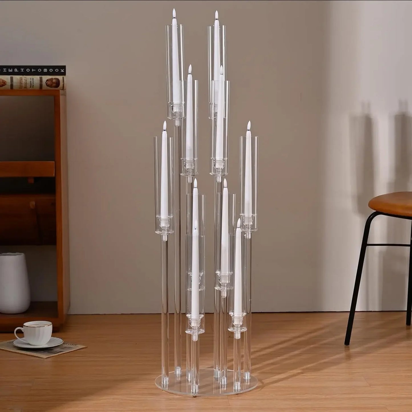 Hign-concerned 10 Arm Acrylic Candelabra Centerpiece