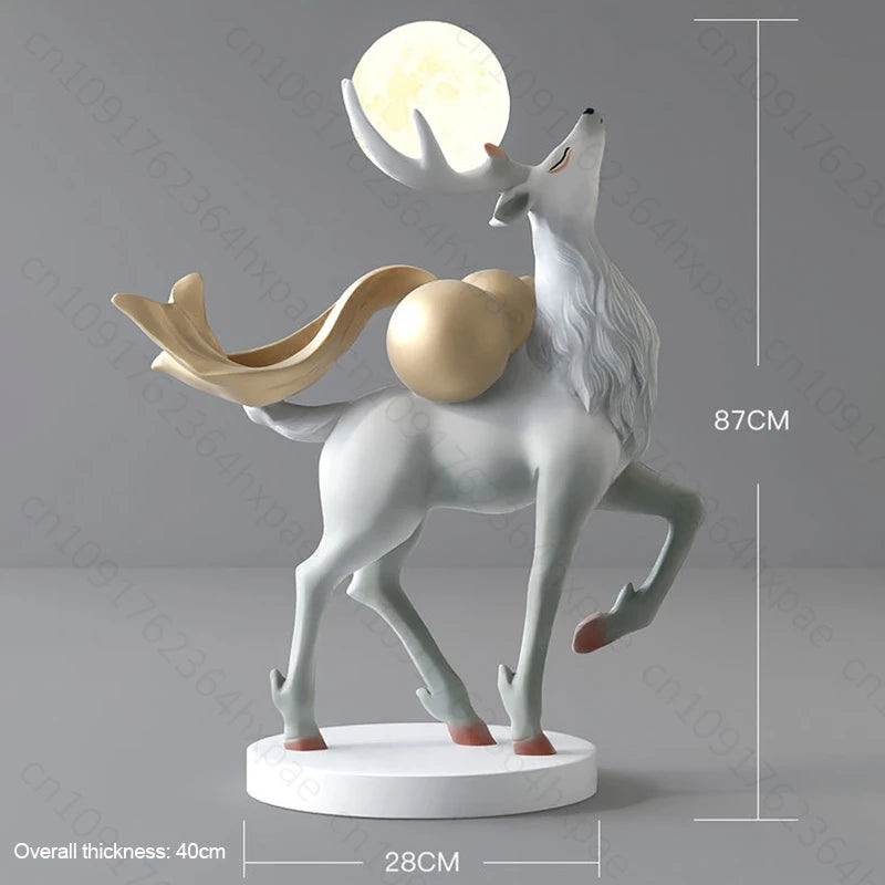 Elegant Deer Interior Floor Statue Figurine Home Entrance Decor Sculpture Living Room Stylish Modern Luxury Standing Ornaments