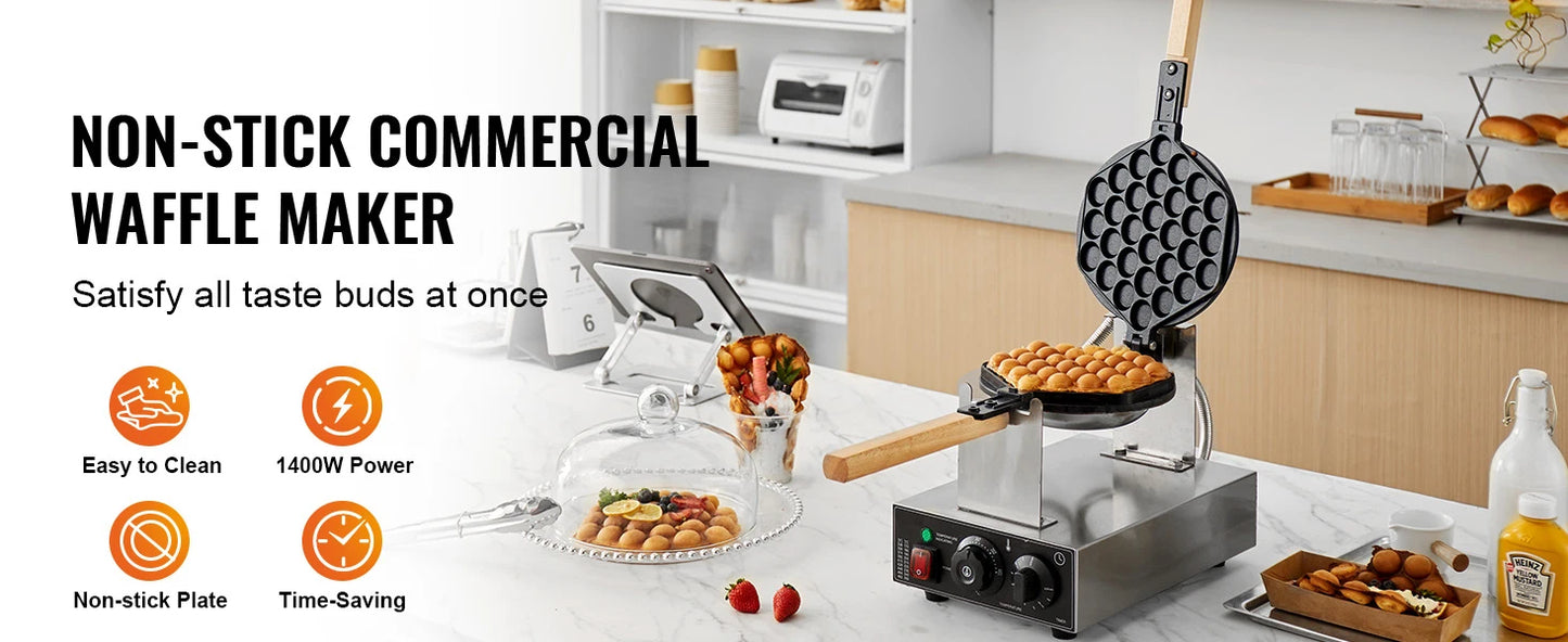 VEVOR SucceBuy Egg Bubble Waffle Maker Rotatable Dual Pan
