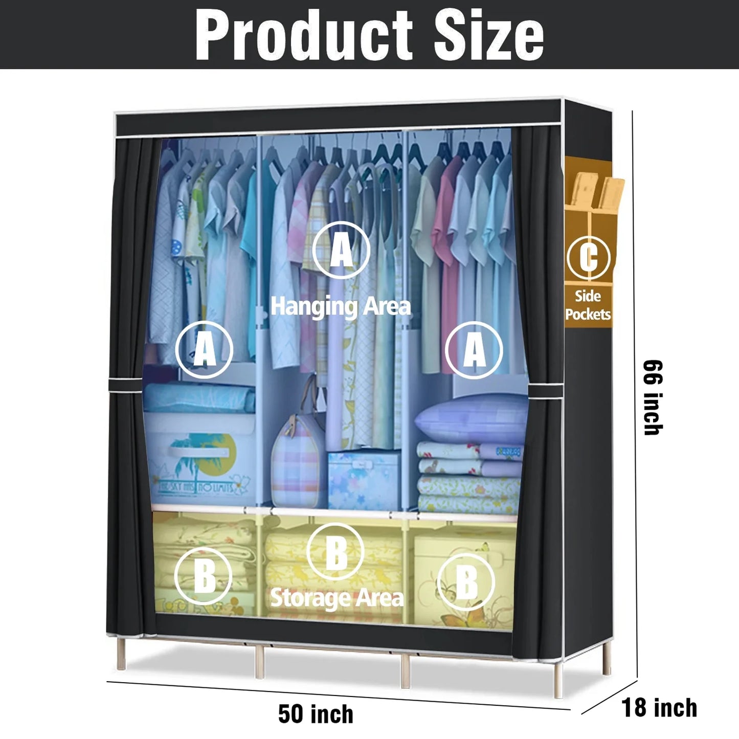 Folded Closet Organizer Storage Rack Nonwoven Fabric