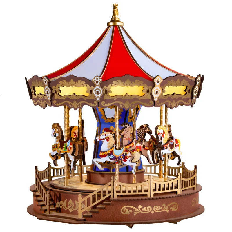 Robotime Classic Carousel Music Boxes 3D Wooden Puzzle Kit