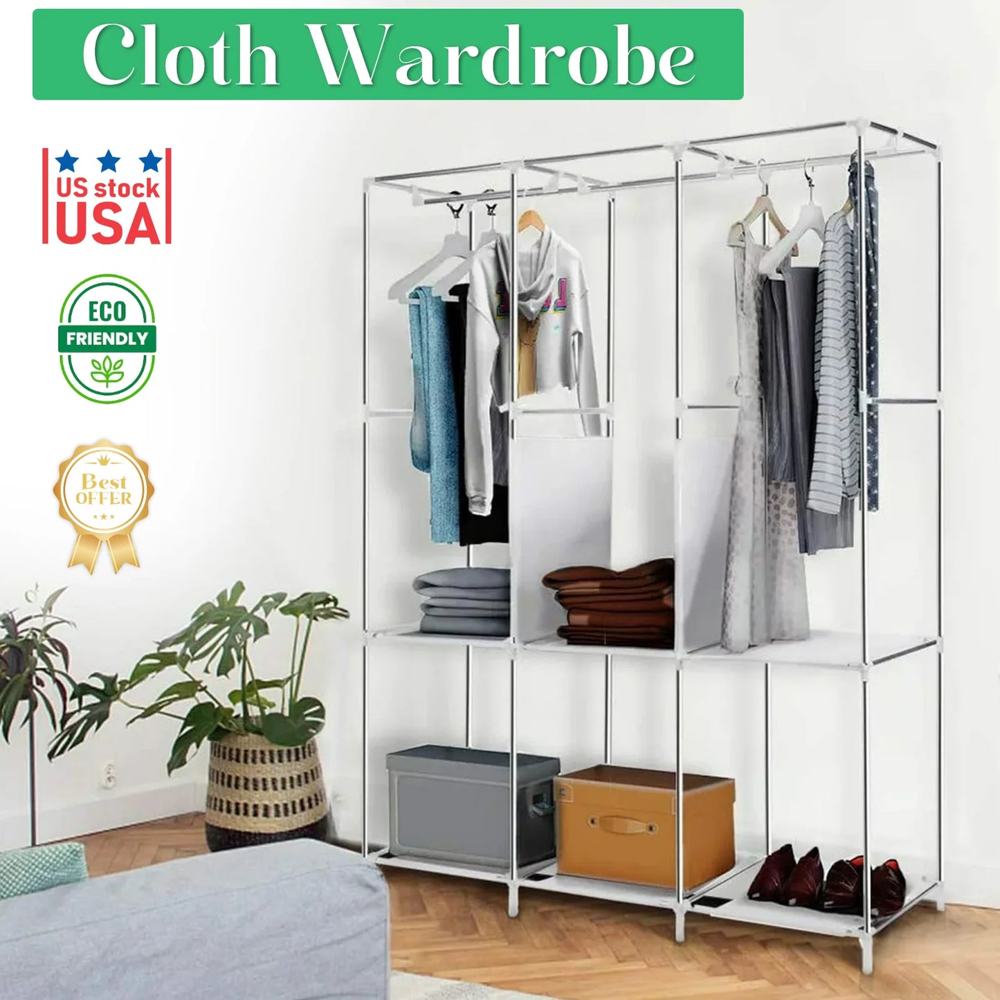 Folded Closet Organizer Storage Rack Nonwoven Fabric