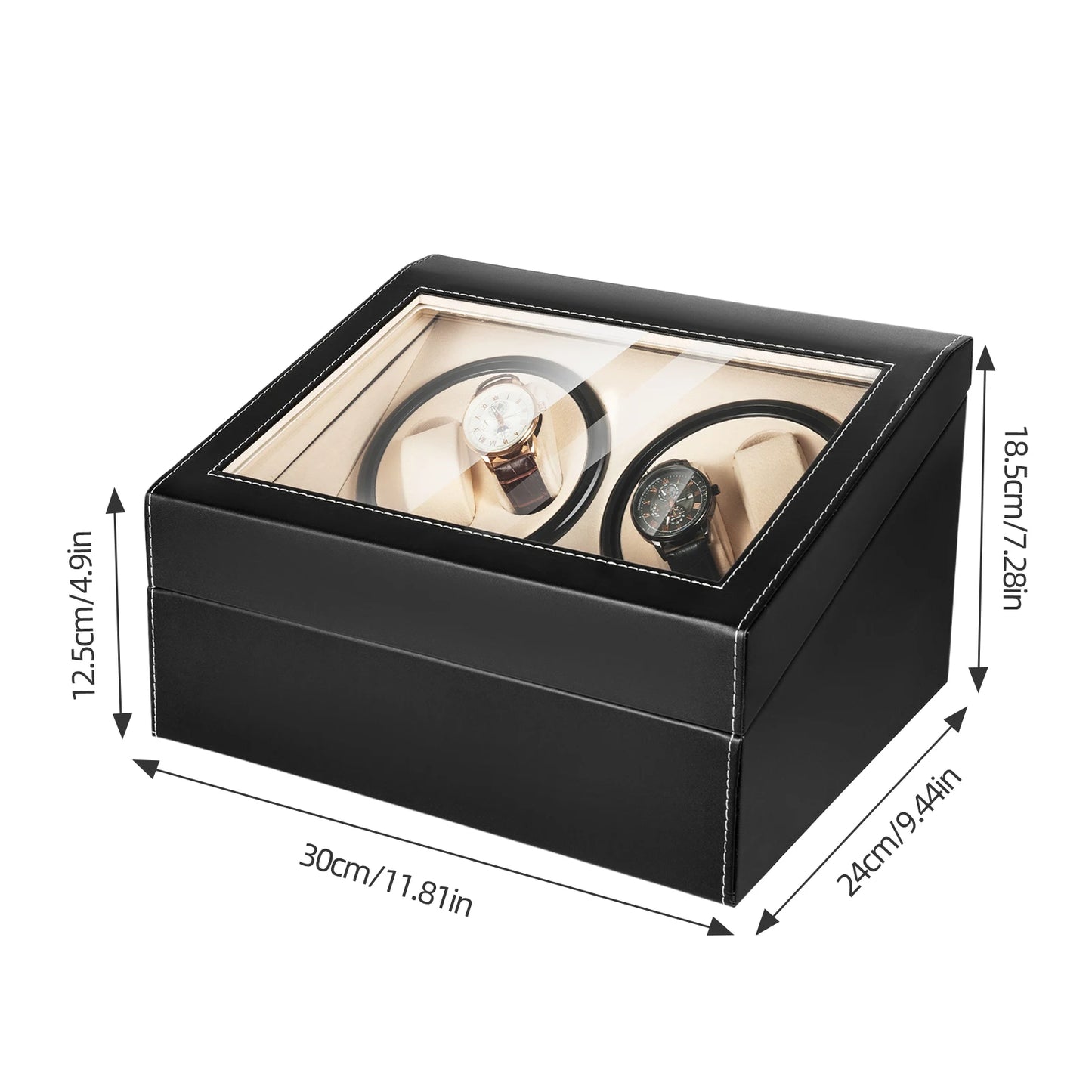 Hign-concerned 4 Plus 6 Watch Winder Case PU Leather Automatic Box