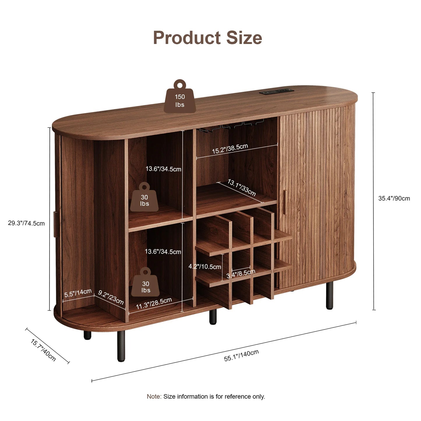 Door Style Wine Bar Cabinet With LED Lights