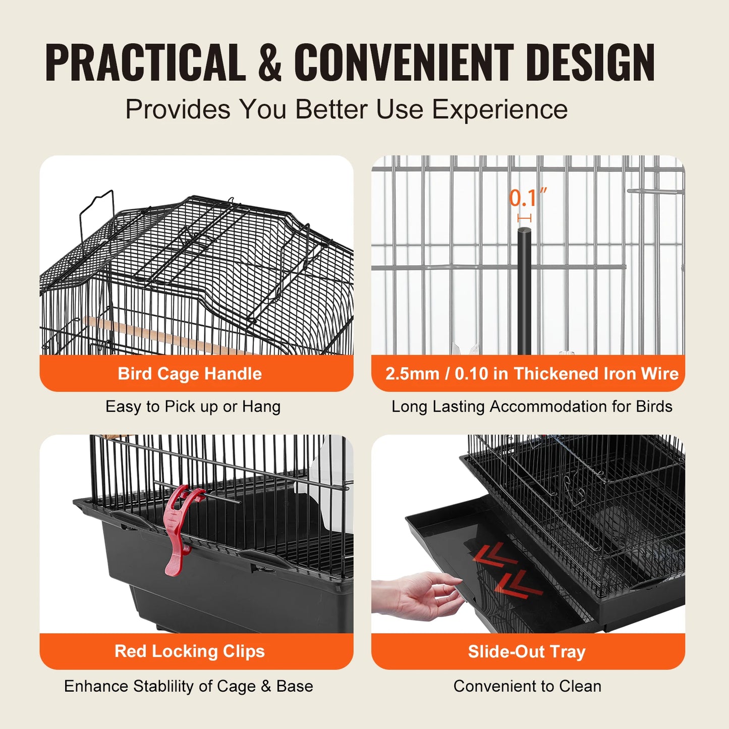 SucceBuy Open Top Parrot Bird Cage For Travel And Flight