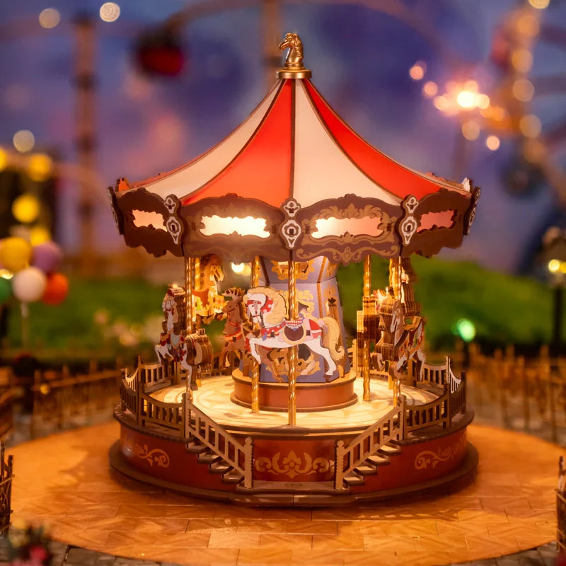 Robotime Classic Carousel Music Boxes 3D Wooden Puzzle Kit