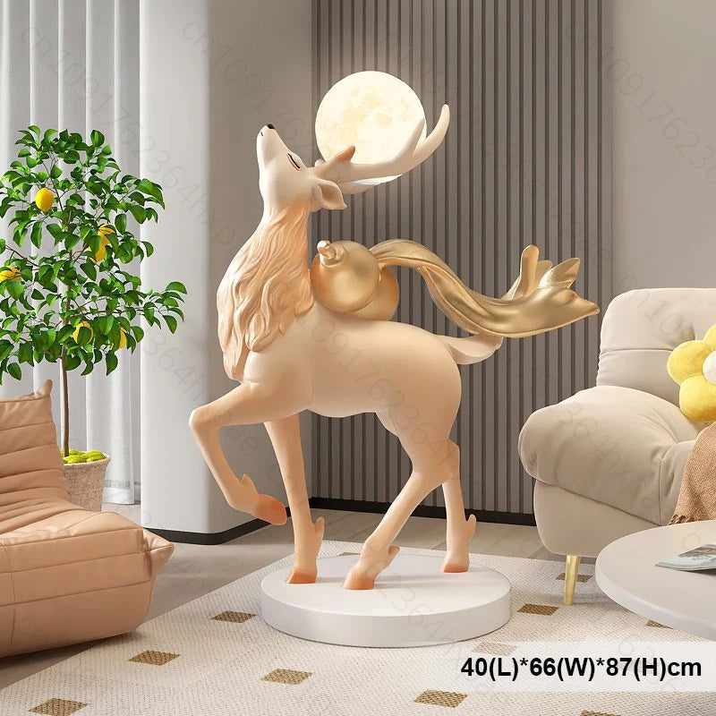 Elegant Deer Interior Floor Statue Figurine Home Entrance Decor Sculpture Living Room Stylish Modern Luxury Standing Ornaments