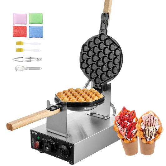 VEVOR SucceBuy Egg Bubble Waffle Maker Rotatable Dual Pan