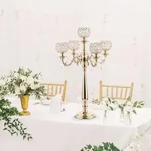 High Concerned Crystal Five Arm Candelabra Chandelier Beaded Table Decor