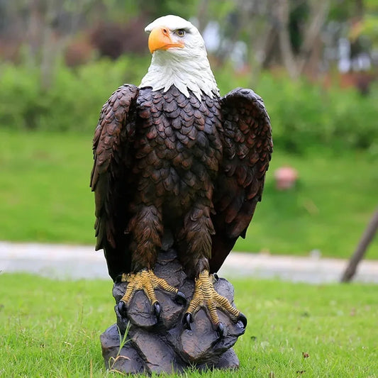 Bald Eagle Garden Statue Hand Painted Resin Decor Outdoor