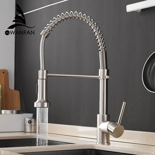 WANFAN Kitchen Faucet Stainless Steel Pull Down Sprayer