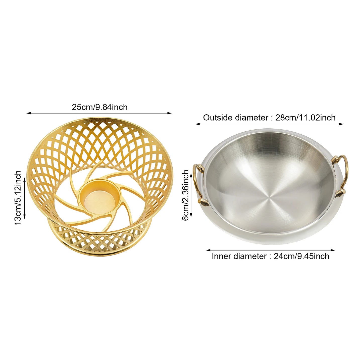 24cm/9.45in Buffet Chafing Dish, Round Chafing Dish, Chafing Dish With Lid, BBQ Tool, For Wedding, Kitchen, Party Decoration