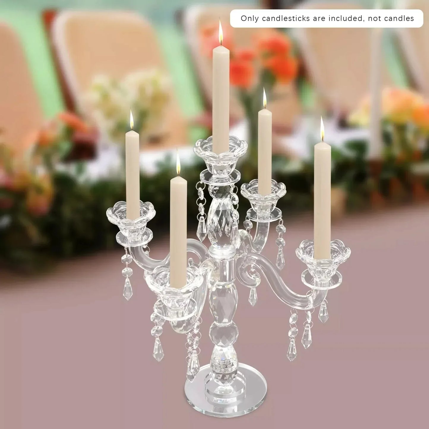 Bymaocar 5 Arm Crystal Candle Centerpiece Candelabra