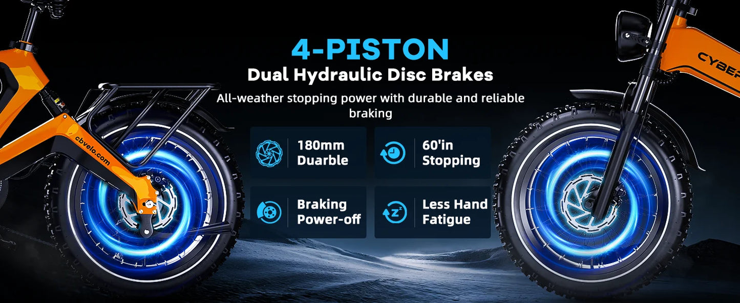 CYBERVELO EK6 Peak Folding Electric Bike 2000W 35MPH 100 Miles