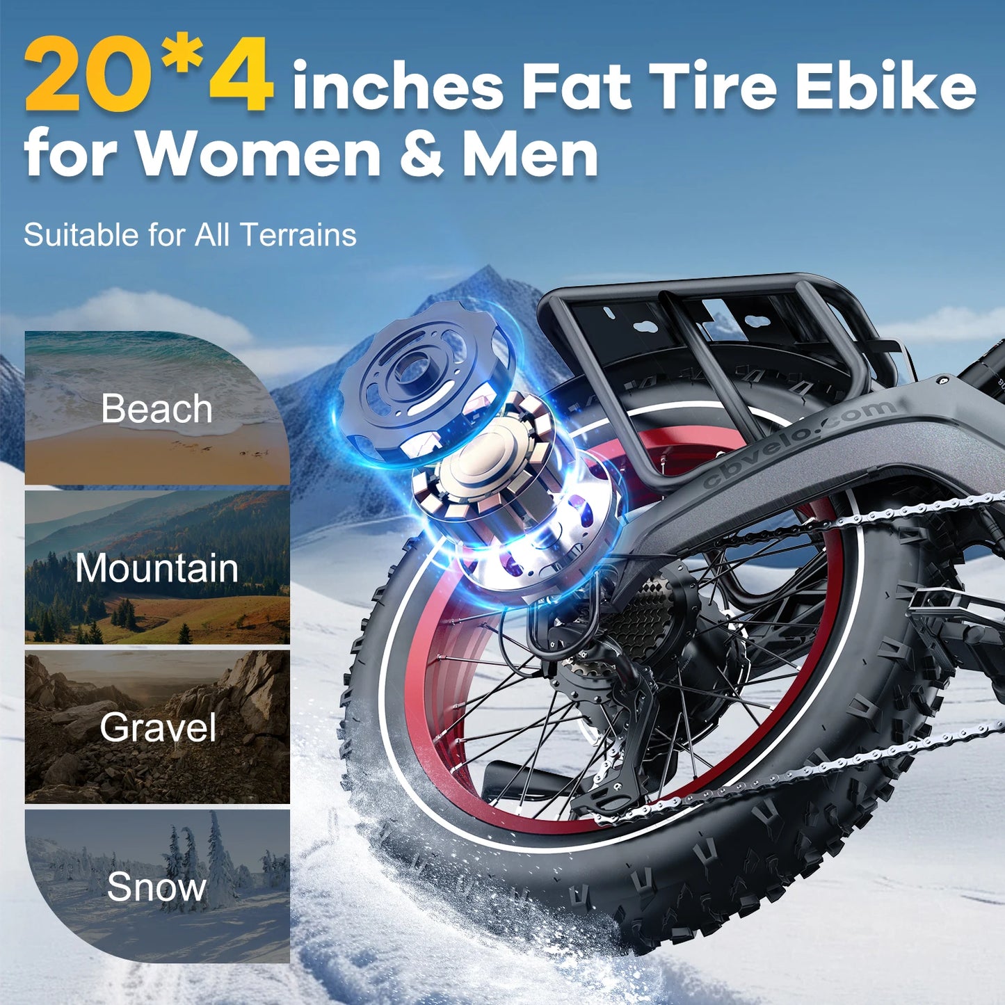 CYBERVELO EK6 Peak Folding Electric Bike 2000W 35MPH 100 Miles