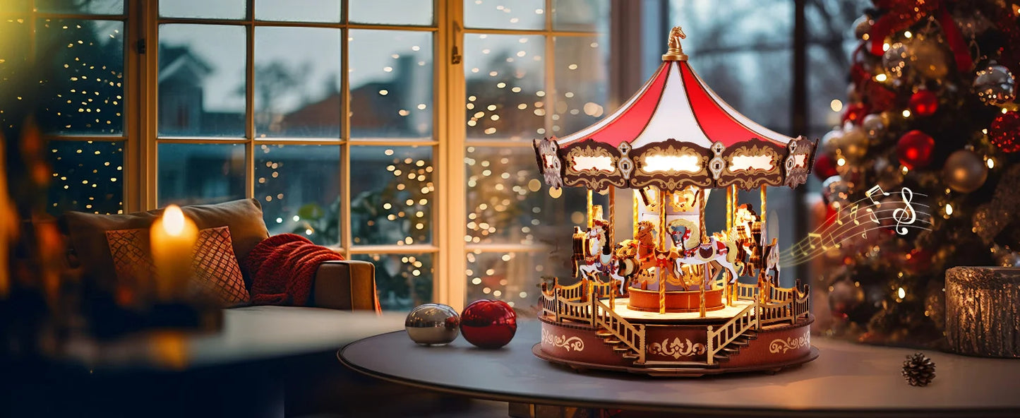 Robotime Classic Carousel Music Boxes 3D Wooden Puzzle Kit