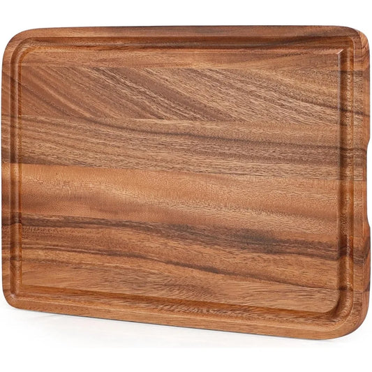 Cutting Board for Kitchen - Caperci Organic Wooden Chopping Serving Board with Deep Juice Groove for Meat (Butcher Block)