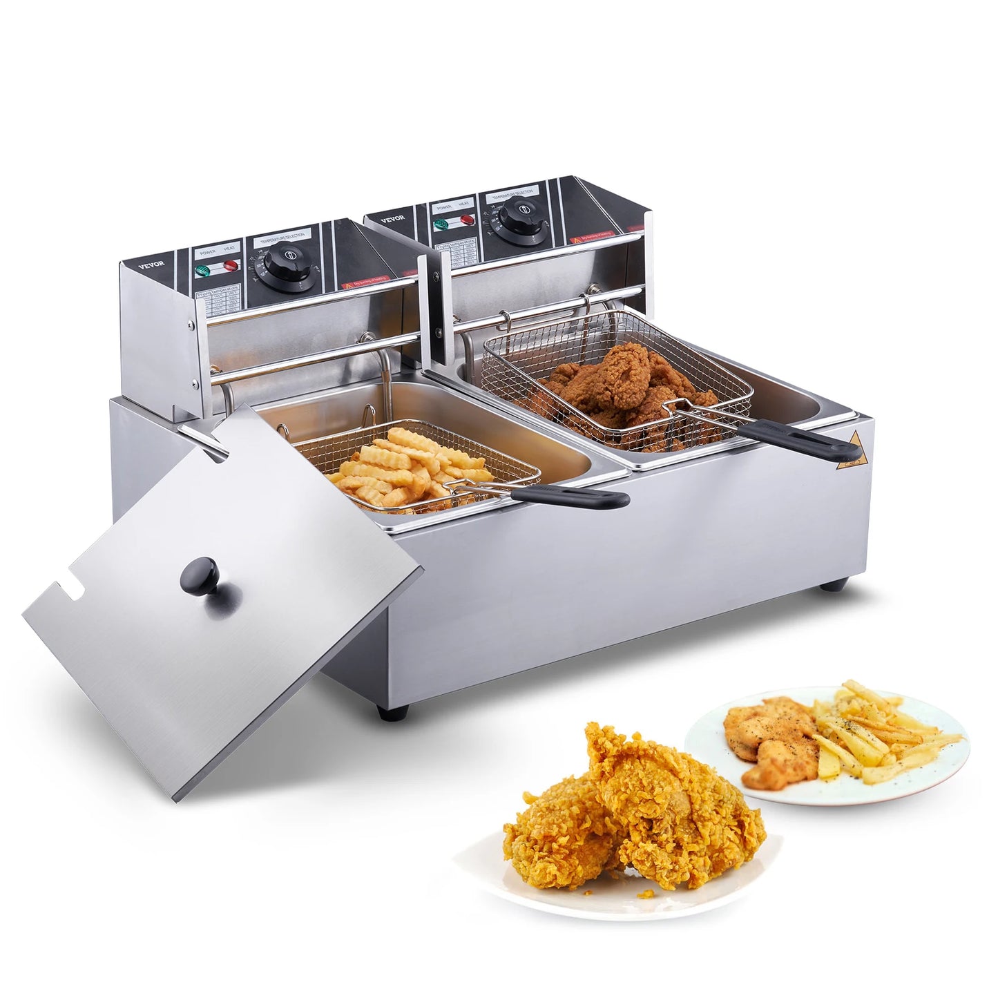 SucceBuy Electric Deep Fryer With Dual Removable Tanks