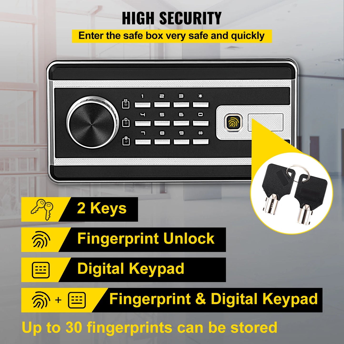 SucceBuy Fingerprint Locks Safe Deposit Box 0.8/1.7/2.1 Cubic Feet Digital Electronic Secret Hidden Piggy Bank for Money Guns