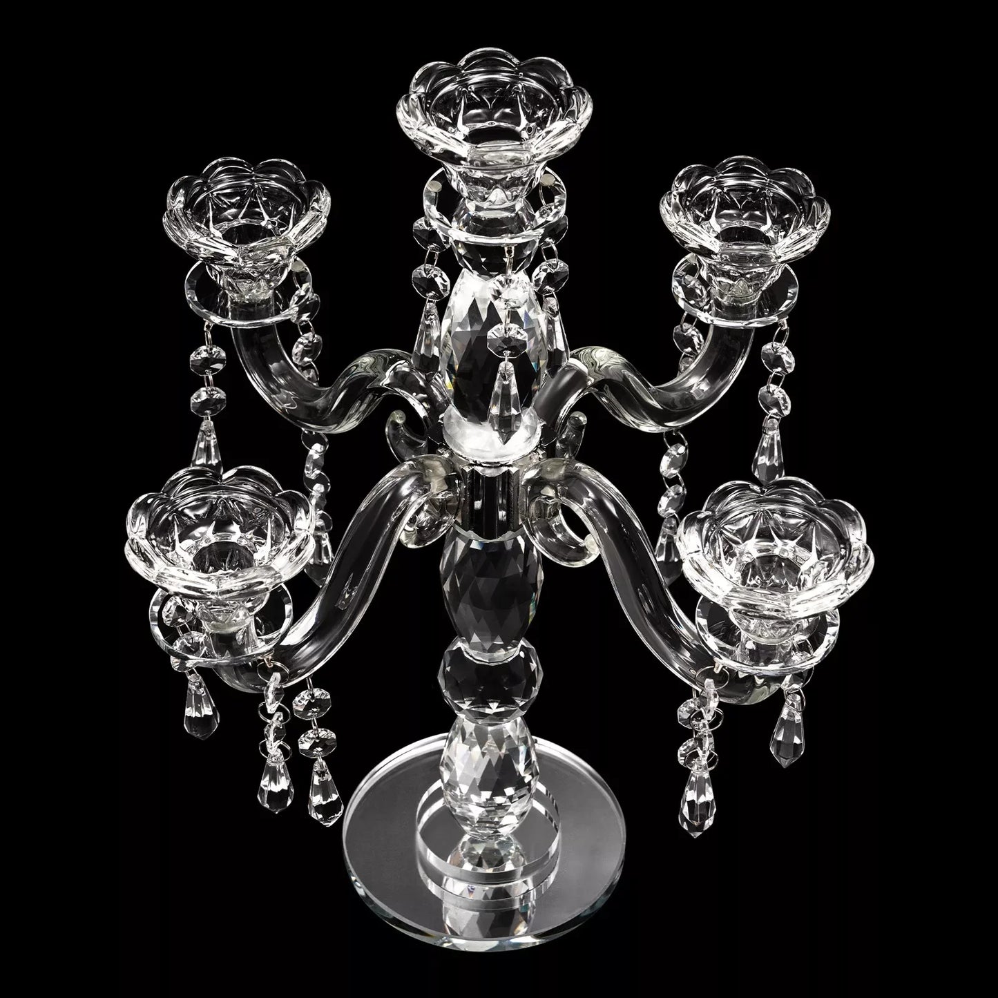 Bymaocar 5 Arm Crystal Candle Centerpiece Candelabra
