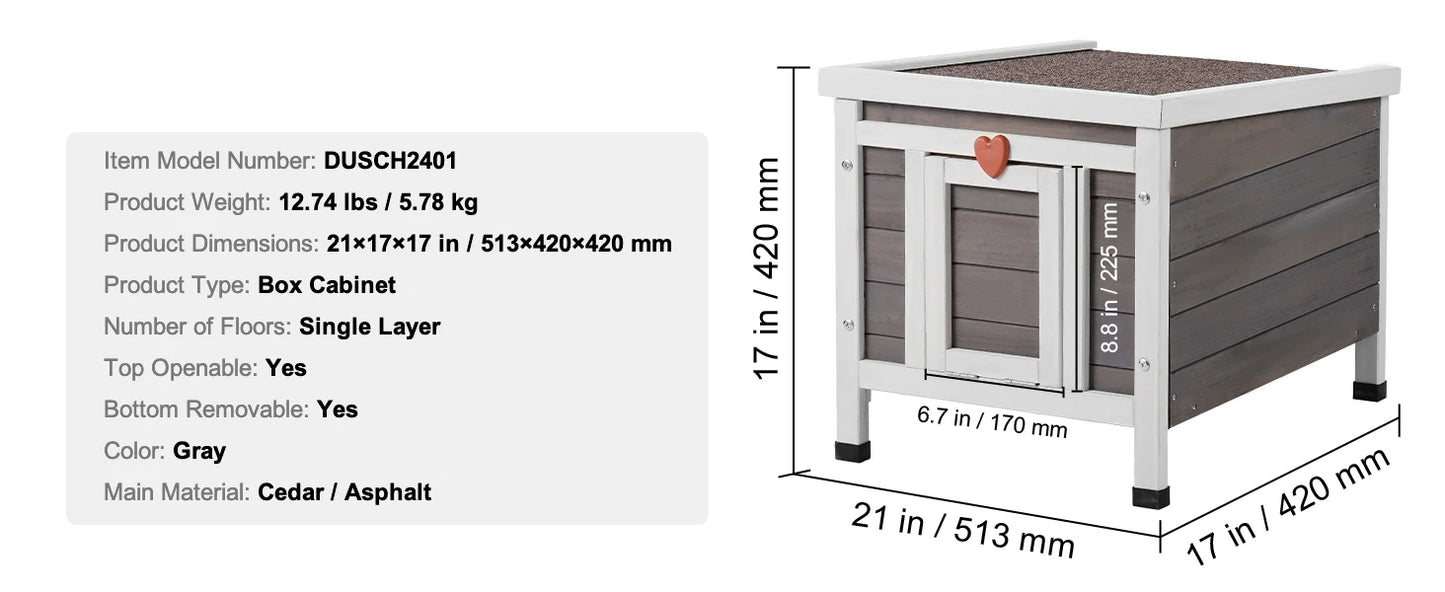 SucceBuy Outdoor Cat House Weatherproof, Feral Cat Shelter for Cat Outdoor Wooden Cat Rabbit House with All-Round Foam Insulated