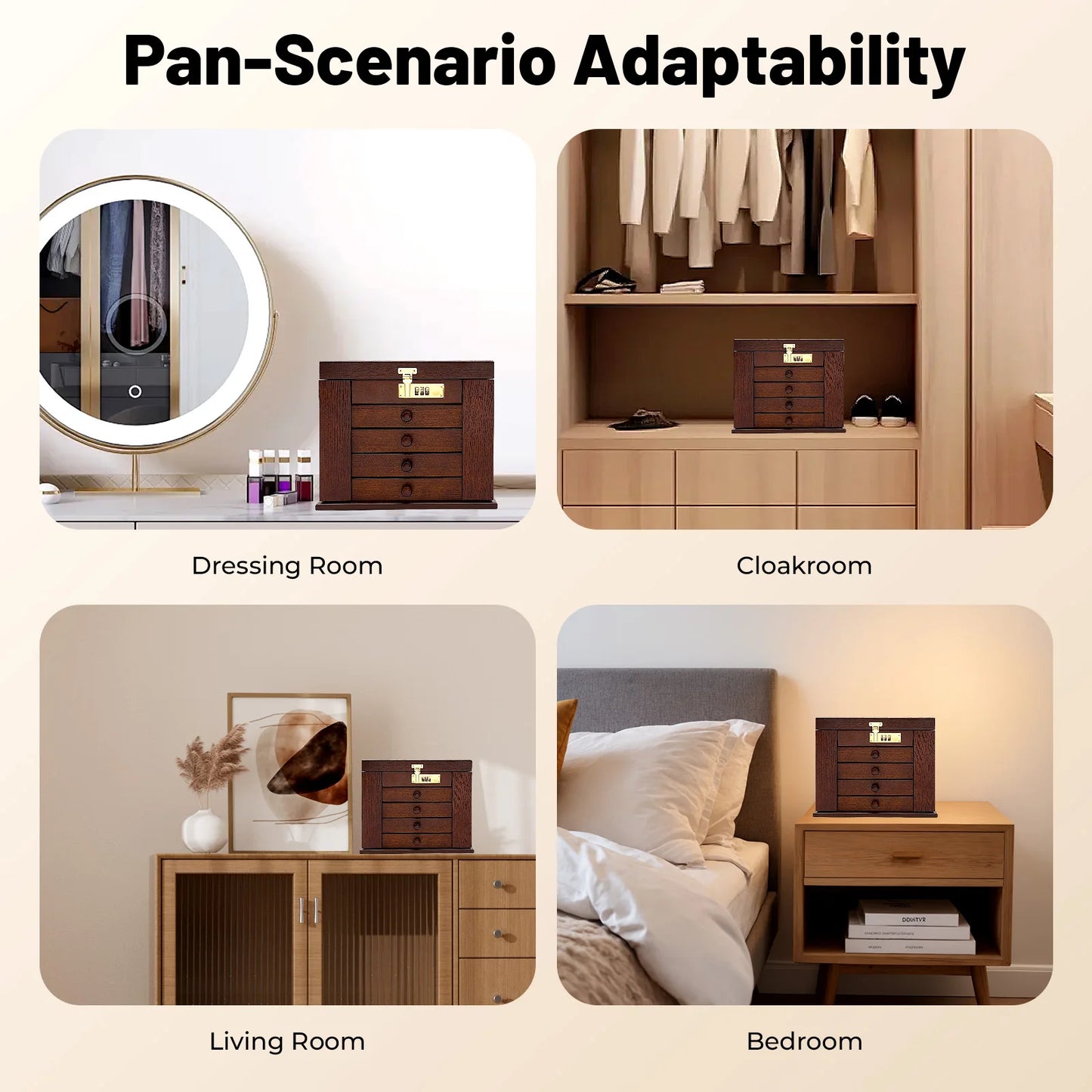 Sichuan 5 Tiers Jewelry Box Organizer With Lock And Mirror