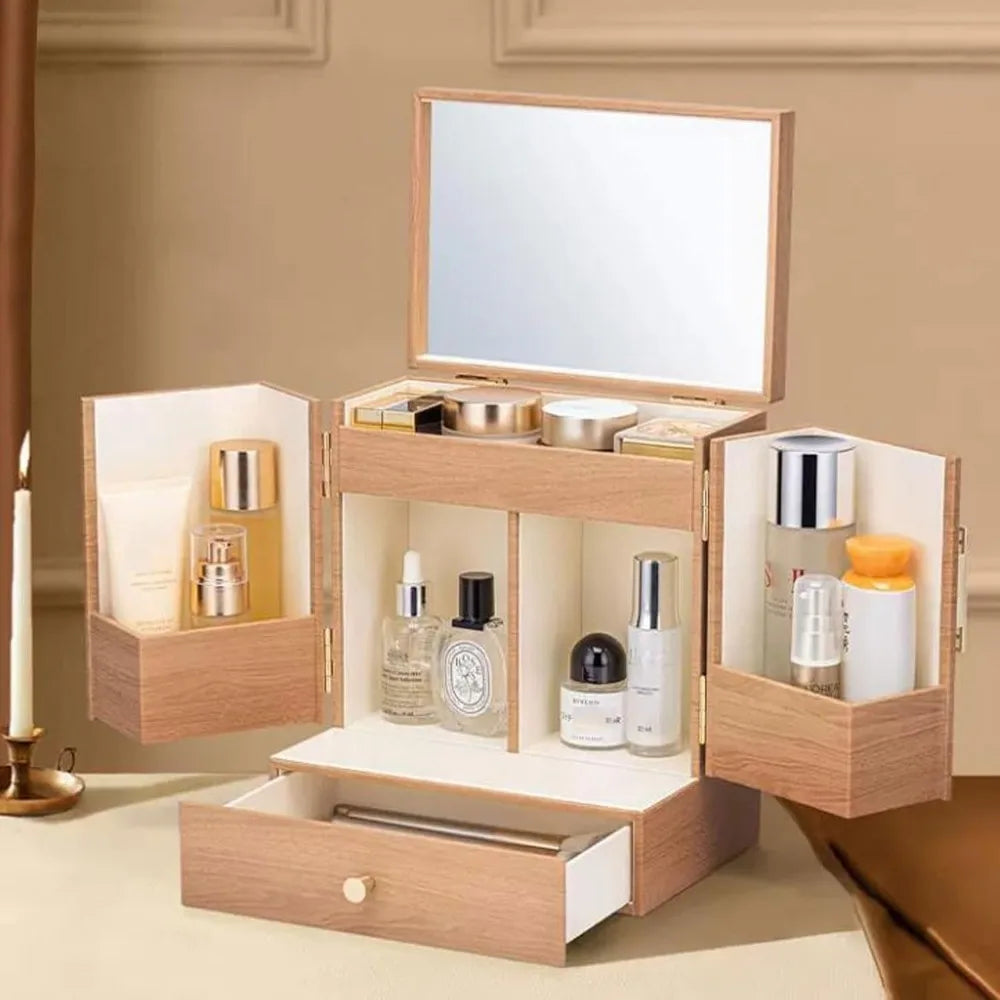 UPGENT Cosmetic Makeup Organiser With Mirror And Drawer