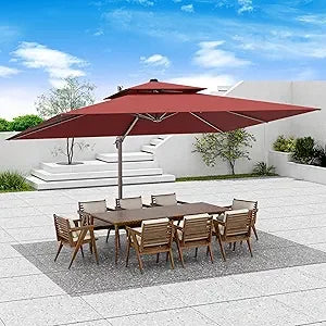 Cantilever Patio Umbrella 360 Degree Rotation Heavy Duty Rectangular Offset