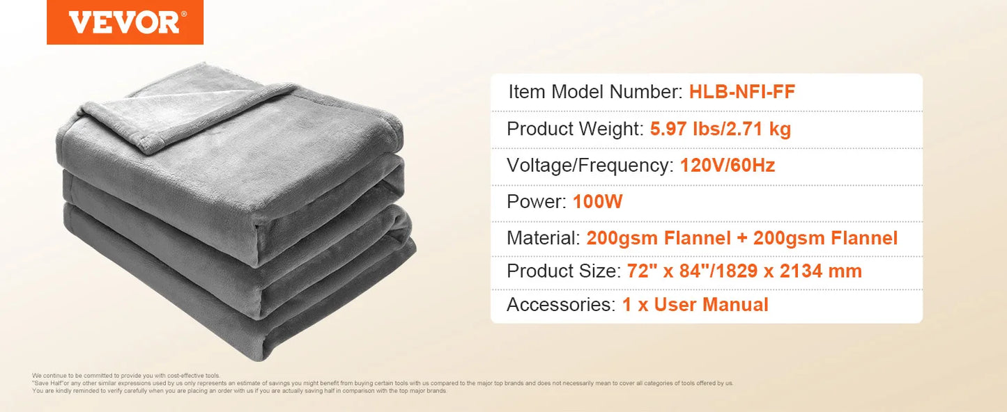 SucceBuy Heated Blanket Electric Throw With 3 Hour Auto Off