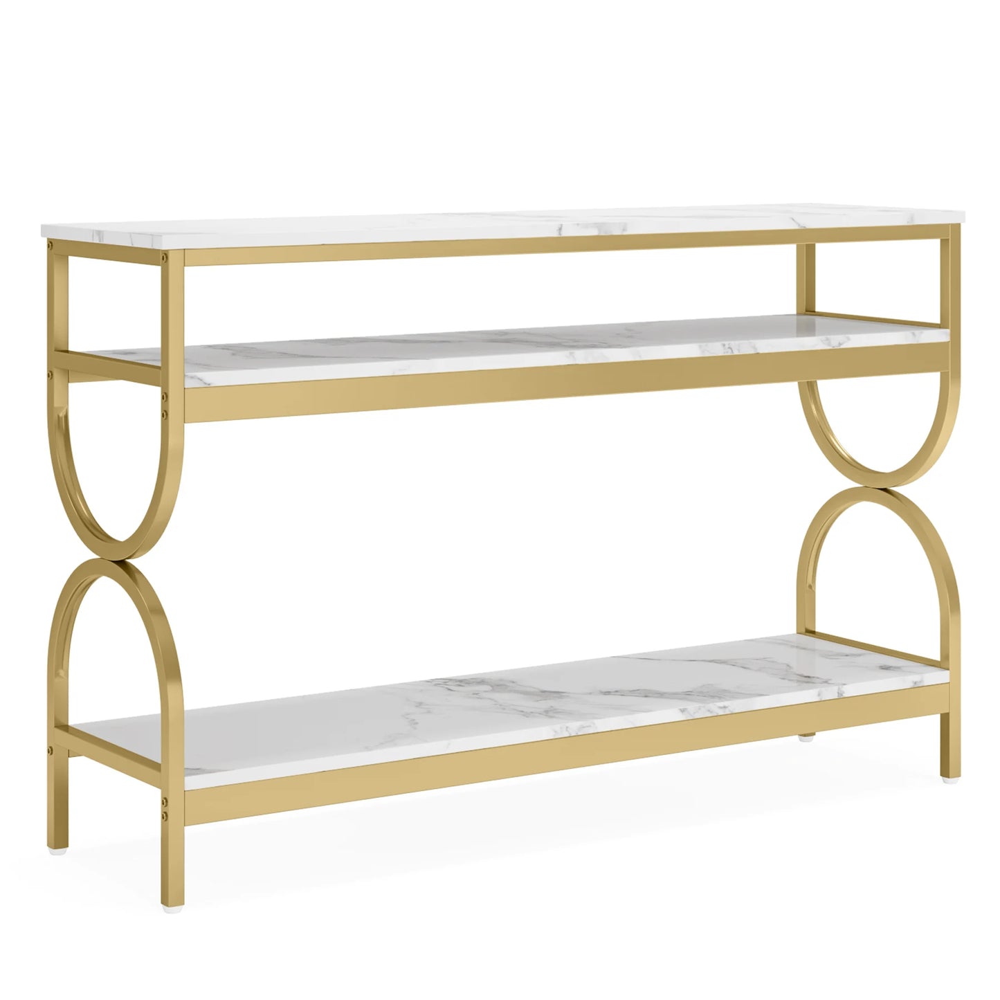 Tribesigns 3-Tier Console Table, 55 inch Sofa Table with Open Storage Shelves, Narrow Long Hallway/Entryway Table