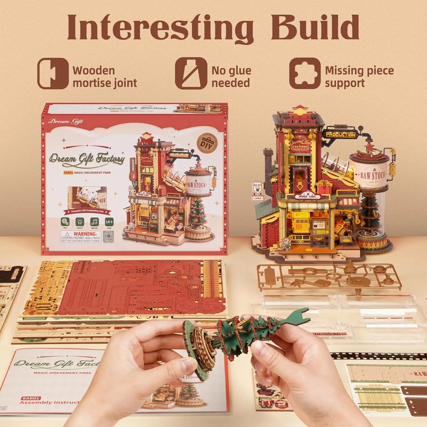 Robotime Dream Gift Factory Wooden Music Box Puzzle Kit