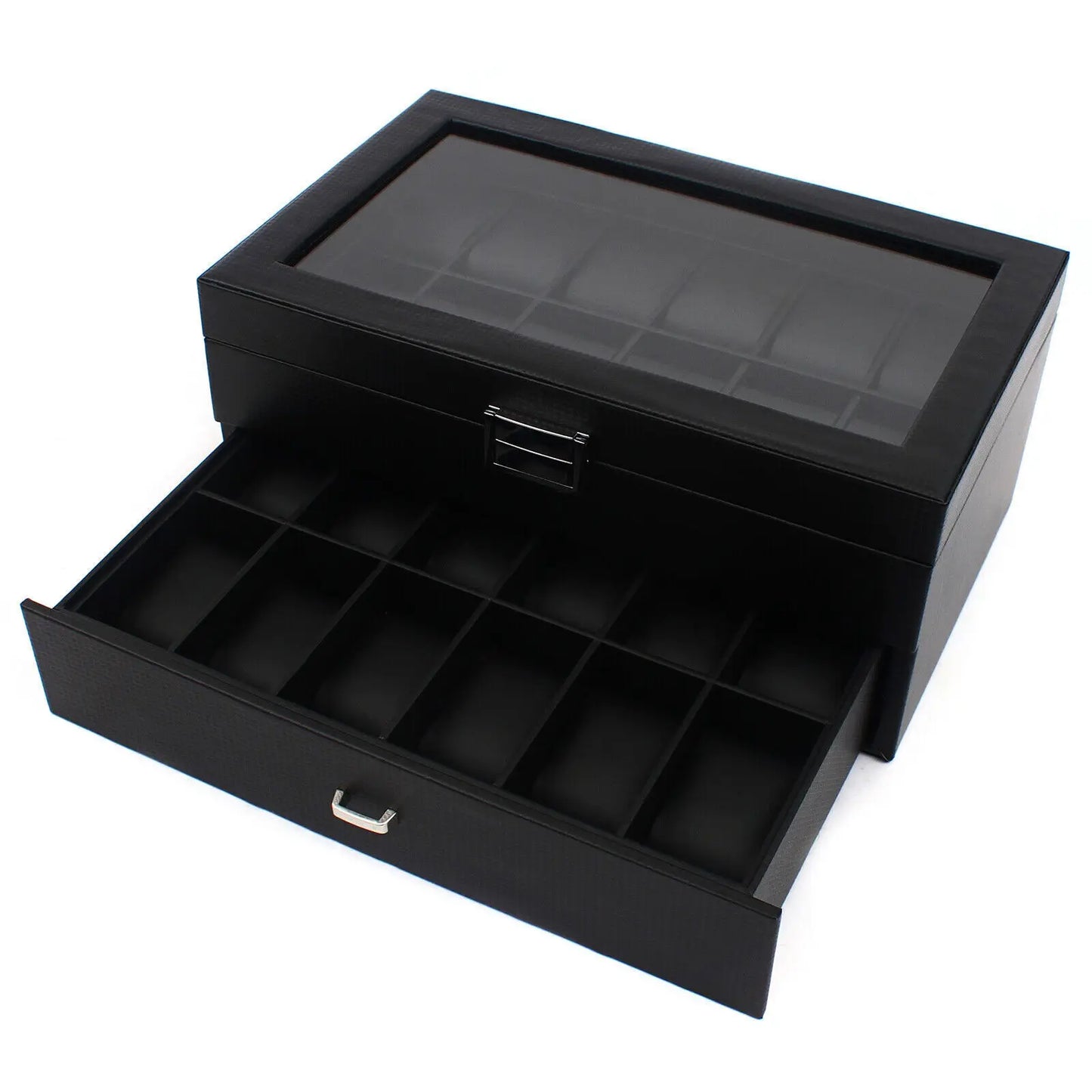 Hign-concerned 24 Slot Mens Watch Box Organizer With Drawer