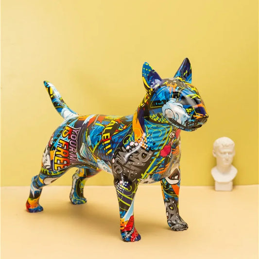 FLYuechun Ranan Bull Terrier Graffiti Resin Ornament Decor