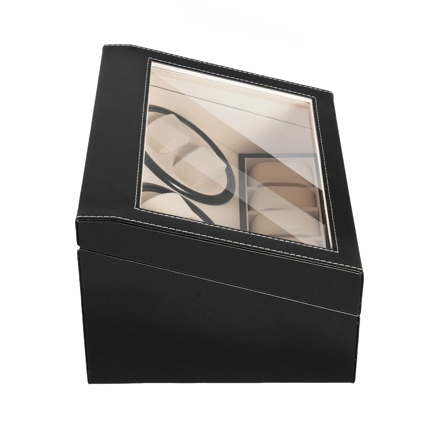Hign-concerned 4 Plus 6 Watch Winder Case PU Leather Automatic Box