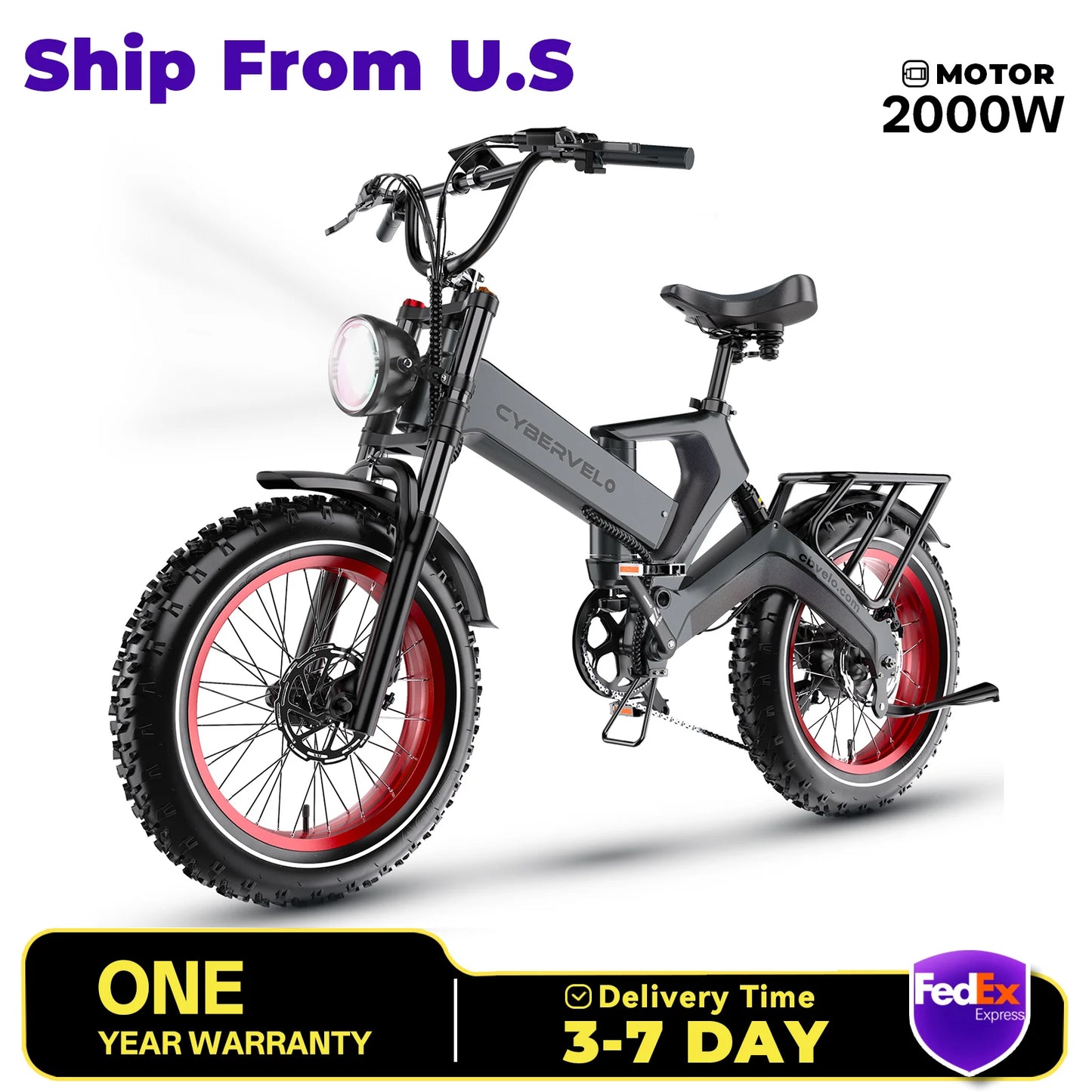 CYBERVELO EK6 Peak Folding Electric Bike 2000W 35MPH 100 Miles
