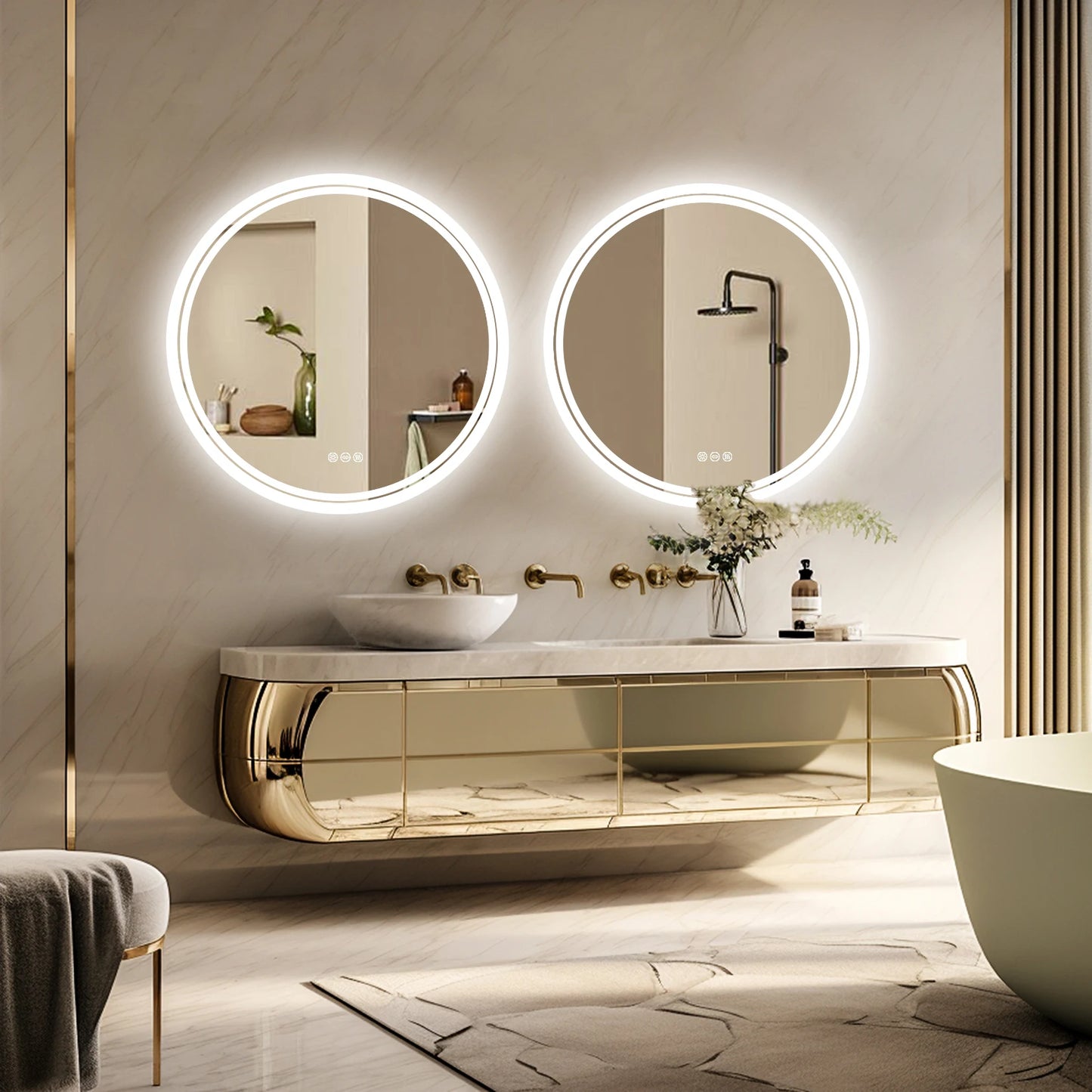 Wisfor Bathroom LED Mirror Circle Backlit Wall Mounted IP65