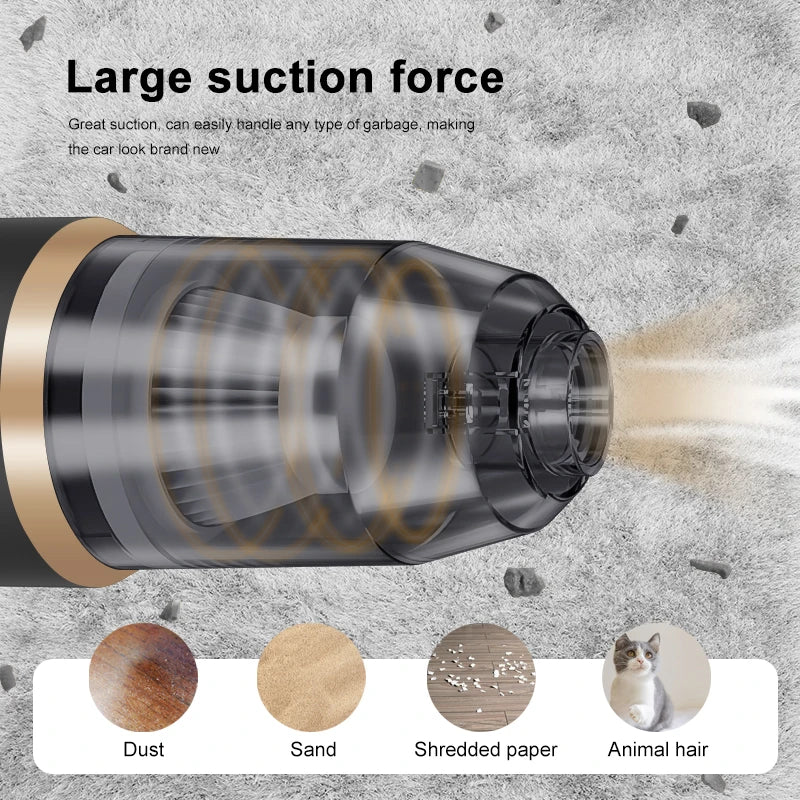 Wireless Car Vacuum Cleaner Portable High Power HEPA Filter