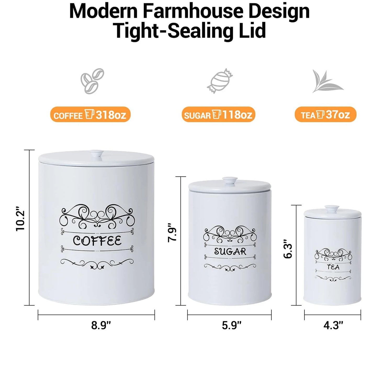 Condiments Kitchen Canister Set With Lids For Countertop