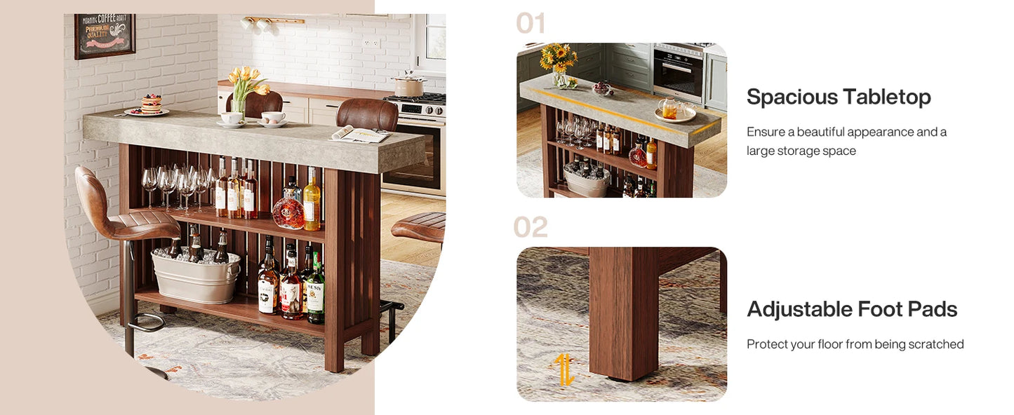 Little Tree Modern Home Bar Cabinet With Two Tier Island