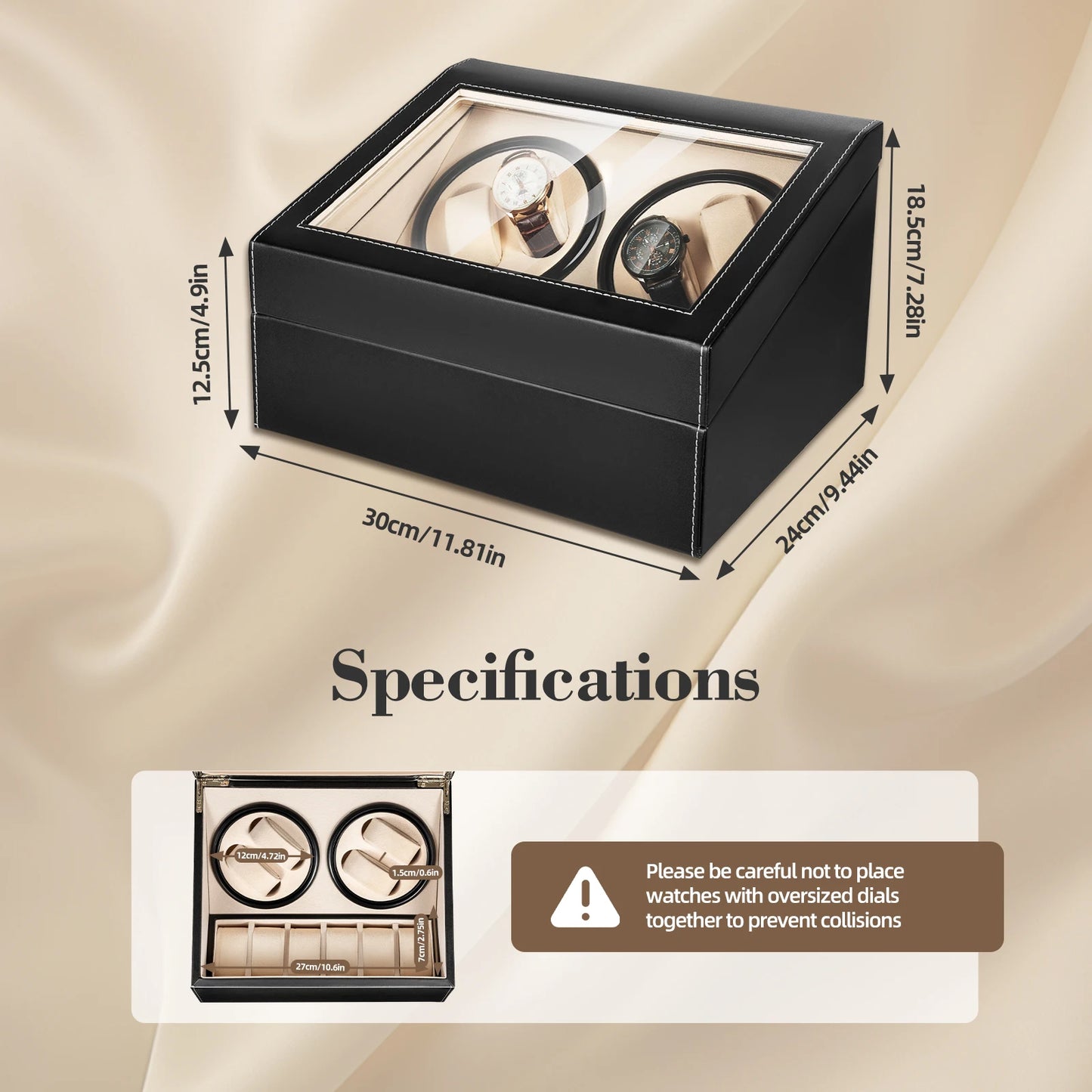 Hign-concerned 4 Plus 6 Watch Winder Case PU Leather Automatic Box