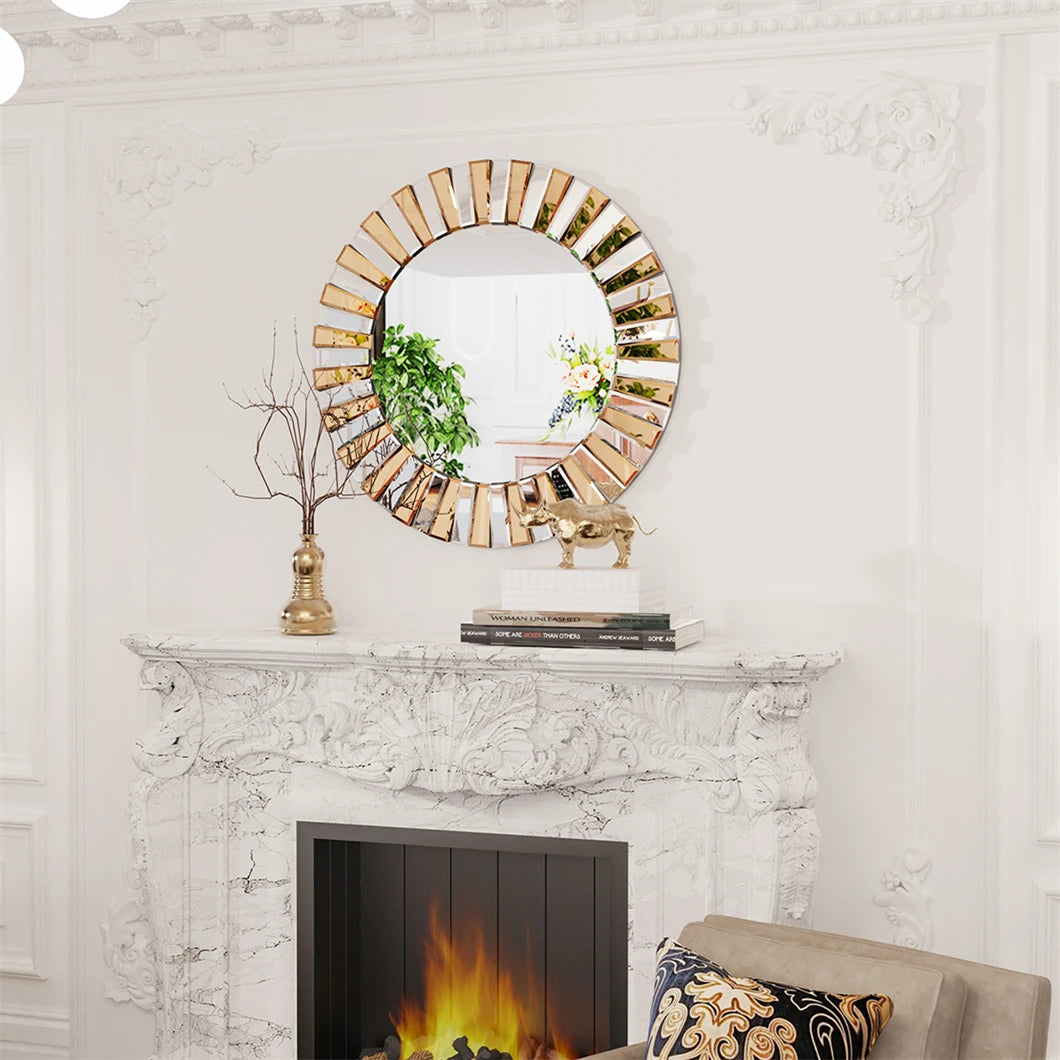 BORWARTH Round Wall Mirror For Entrance Hallway Bathroom